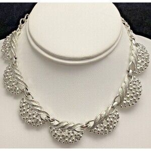 Vintage Emmons Signed Silver Tone‎ Textured Choker Necklace Adjustable 12-17''